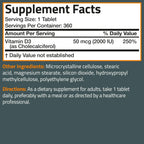 Bronson Vitamin D3 2000 IU (50mcg) Non-GMO, 360 Tablets
