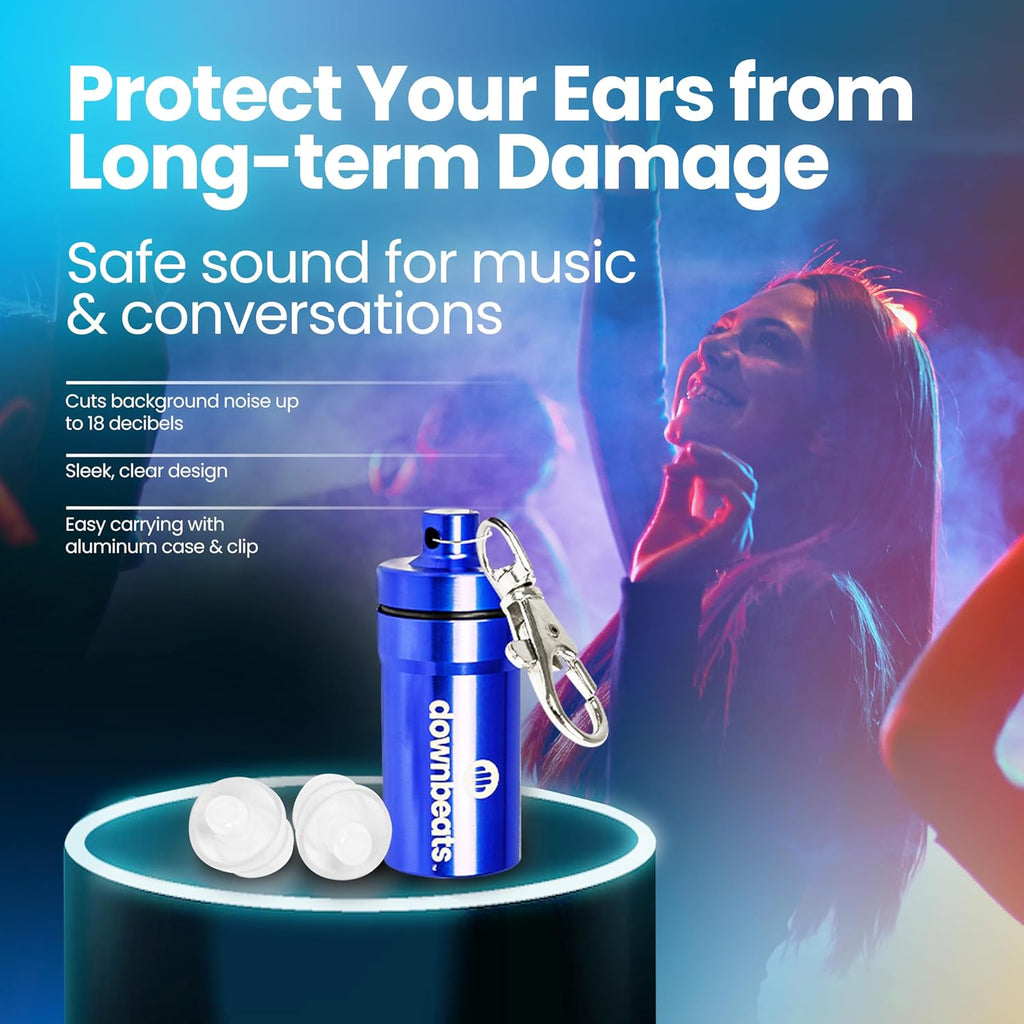 Buy now High Fidelity Ear Plugs for Hearing Protection - Discreet, Clear Ear Plugs for Concerts, Festivals & Noisy Events - Up to 18dB Background Noise Reduction Reusable Ear Plugs - Comes with Aluminum Case at indiglob india
