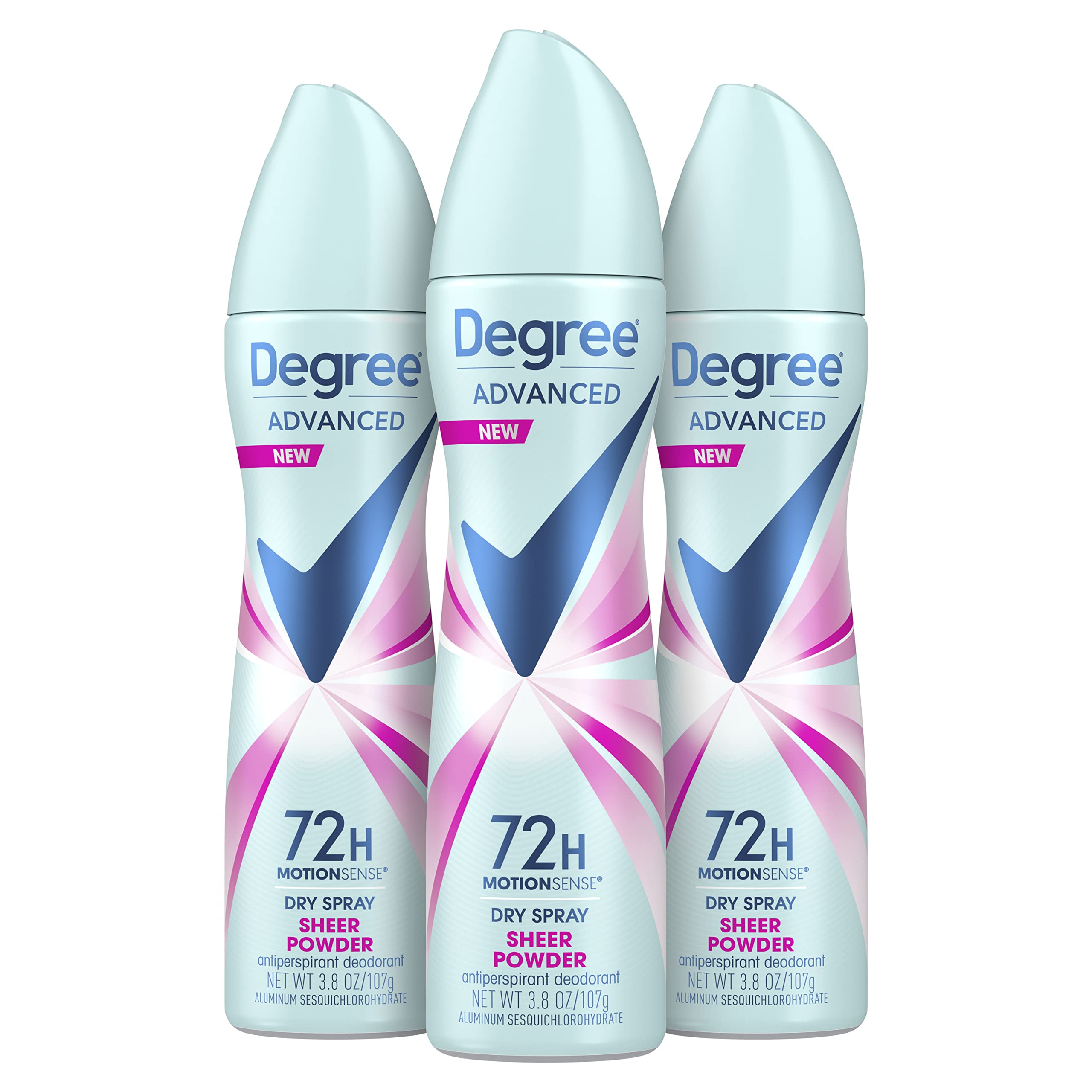 Degree Advanced Antiperspirant Dry Spray Sweat and Odor 3 Pack 3.8 oz | 72-Hour Sweat and Odor Protection For Women With Body Heat Activated® Technology