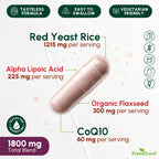 Red Yeast Rice with CoQ10 Supplement - 1215mg Extra Strength Red Yeast Rice Capsules with Alpha Lipoic Acid & Organic Flaxseed, Citrinin Free - 180 Capsules