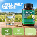 Soursop Graviola Supplement with Sea Moss, Moringa, Turmeric, Black Seed Oil, Oregano, Ashwagandha | 20-in-One Herbal extracts for Overall Health-Enhancing | Vegan, Non-GMO | 60 Capsules
