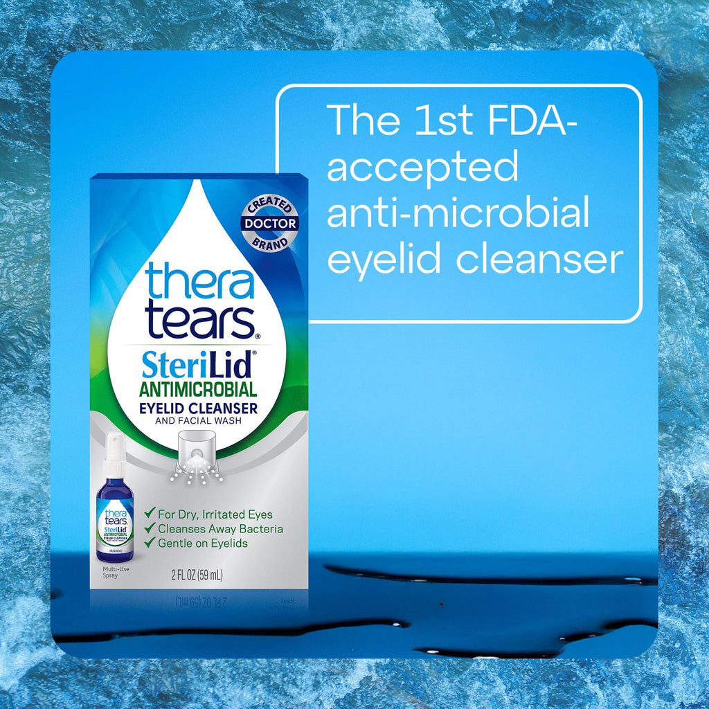 TheraTears SteriLid Antimicrobial Eyelid Cleanser and Face Wash, 2 Fl Oz | Mild & Convenient, Eye Care for Dry & Irritated Eyes, Gentle on Eyelids