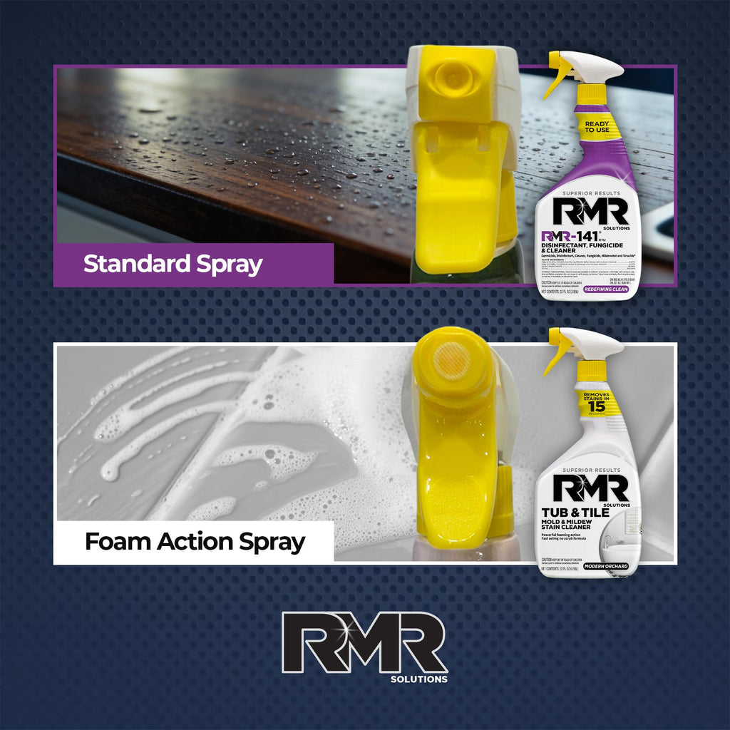 RMR Bathroom Mold Remover Bundle - RMR-141 EPA Registered Mold & Mildew Remover, 2-Step Bathroom Cleaning & Disinfecting System for Showers, Sinks, Tile, Grout, 2–32 Oz Bottles