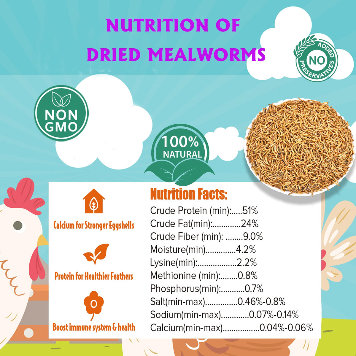 Dried Mealworms 10LB Meal Worms for Chicken Ducks and Wild Birds