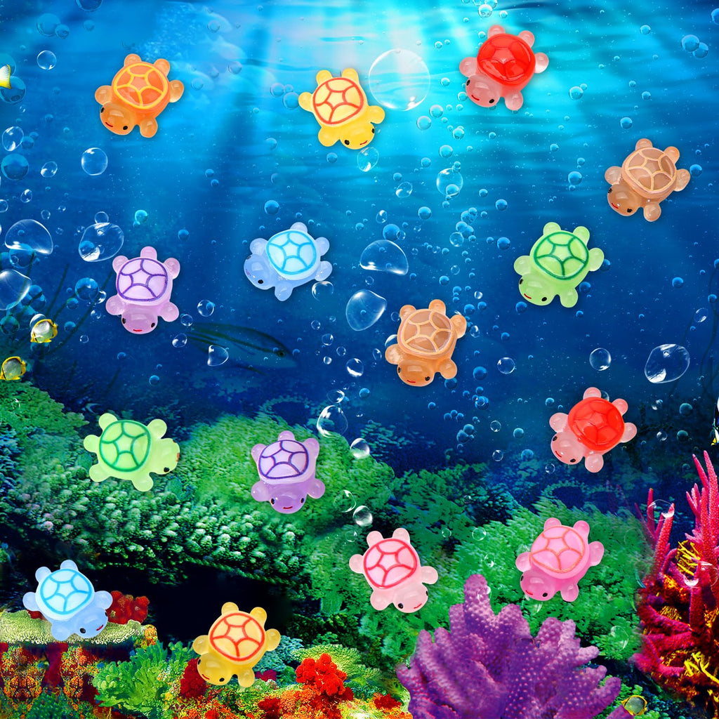 100 Pcs Mini Resin Turtles Glow in the Dark Tiny Sea Turtle Animals Figures