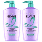 L'Oreal Paris Elvive Hyaluron + Pure Shampoo and Conditioner Set, Clarifying Shampoo and Rehydrating Conditioner with Salicylic Acid and Hyaluronic Acid, 56 Fl Oz Set