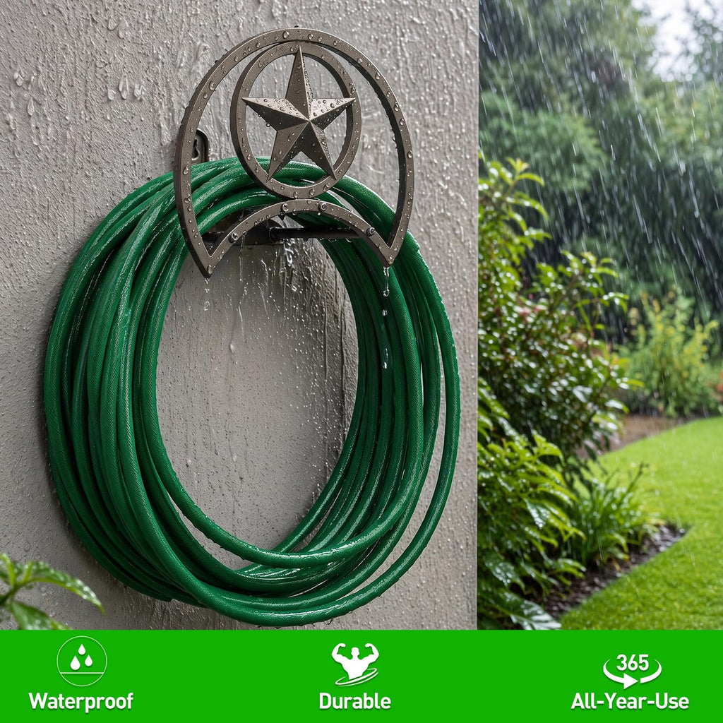 GOFORWILD Garden Hose Holder, Decorative Hose Butler Sturdy Water Hose Rack, Durable Wall Hose Hanger, Holds 125-Feet of 5/8-Inch Hose, Hose Reel, Made of Gauge Steel (9.8)
