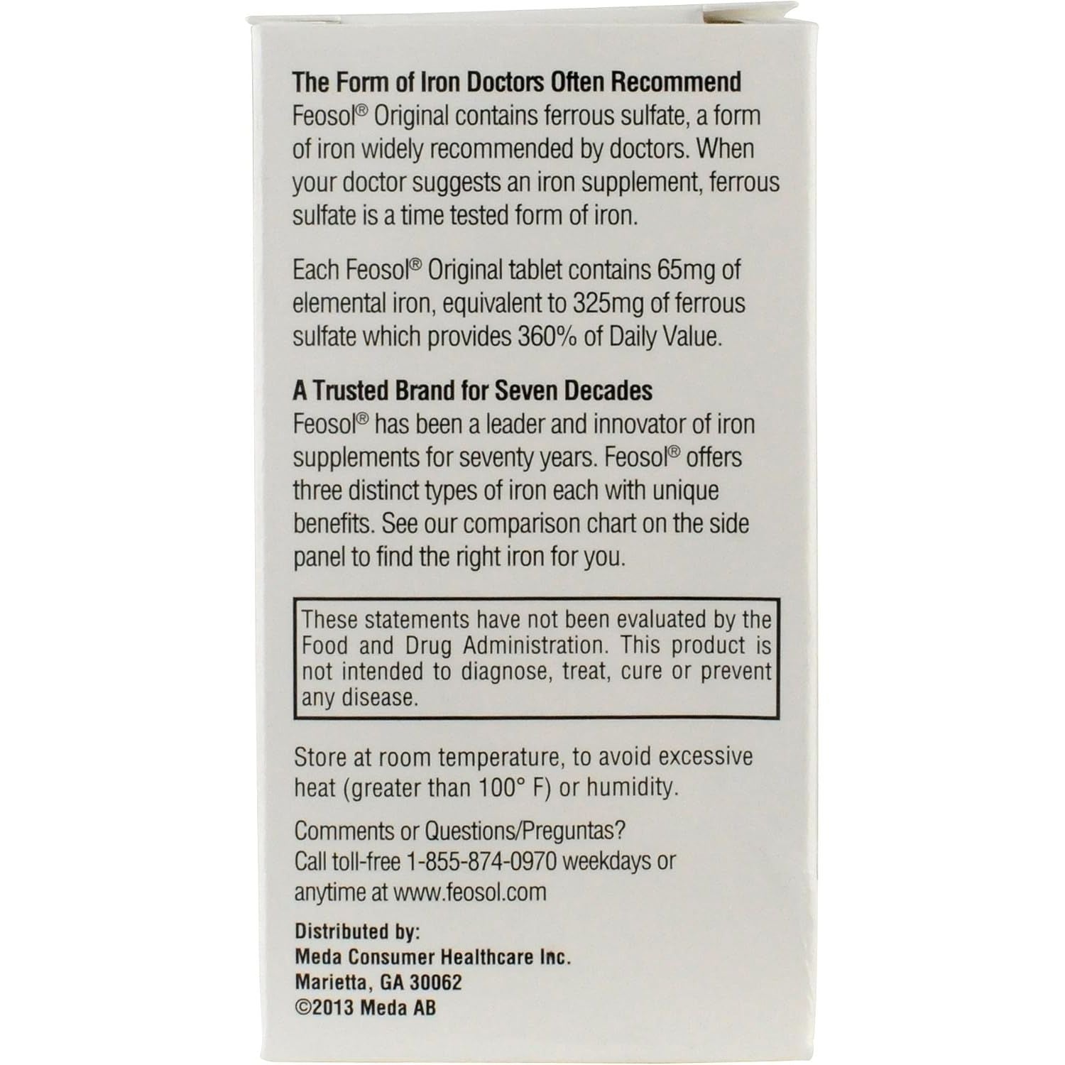Buy now Feosol Original Iron Supplement Tablets, Non-heme, 325mg Ferrous Sulfate (65mg Elemental Iron) per Iron Pill, 1 Per Day, 120ct, 4 Month Supply, for Energy and Immune System Support, Made in USA at indiglob india