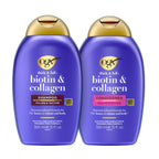 OGX Thick & Full + Biotin & Collagen Shampoo & Conditioner, 2 x 13 fl. oz | Shampoo & Conditioner Set, For Fine & Thinning Hair, Gives Volume & Body, Sulfate-Free, Nutrient-Infused, With Vitamin B7