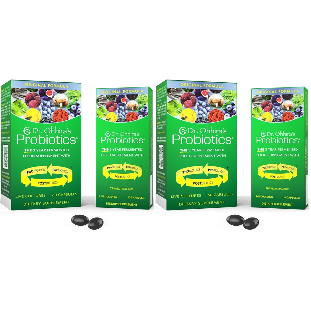 Dr. Ohhira's Probiotics, Original Formula, 60 Caps with Bonus 10 Capsule Travel Pack - 13 Probiotic Strains with Prebiotics and Postbiotics