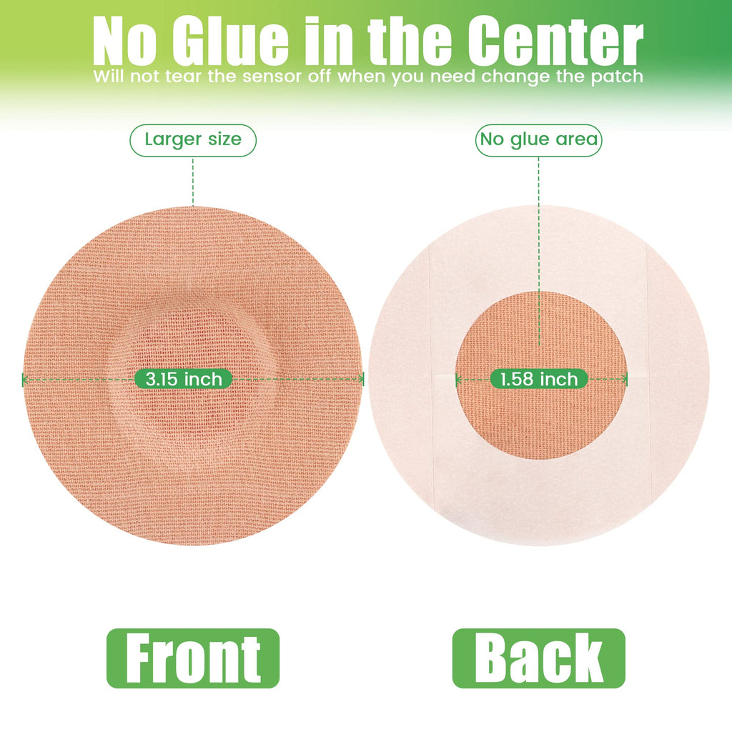 PPMAK-40 PCS Sensor Covers for Libre 2/3-Adhesive Patches-Waterproof CGM Tape No Glue On The Center-Color Tan and Long Lasting (40 PCS)