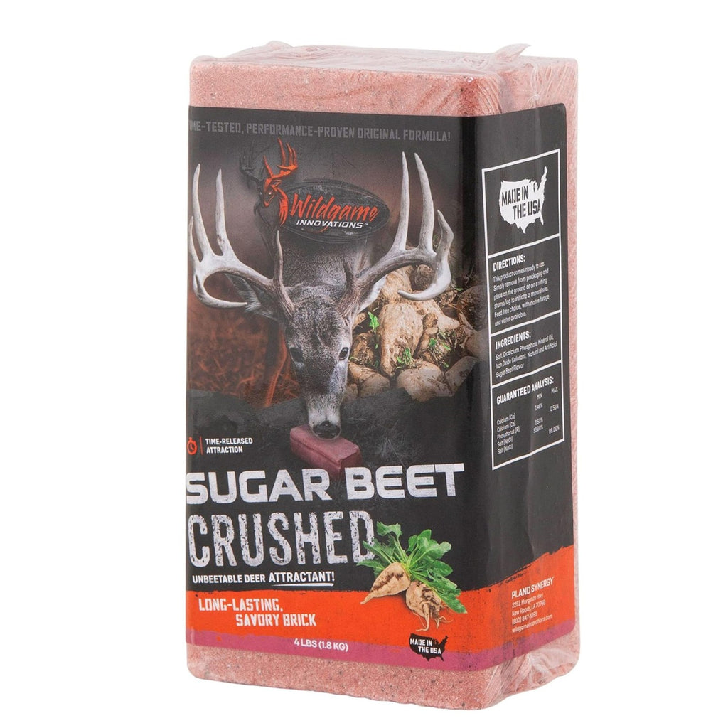 WILDGAME INNOVATIONS Sugar Beet Crushed 4lb Brick Deer Attractant | Easy-to-Use Long-Lasting Powerful Time-Released Sweet Mineral Block for Deer