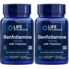 Life Extension Benfotiamine with Thiamine, 100 mg benfotiamine, Cardiovascular Health, Brain Health, Non-GMO, Gluten-Free, 120 Vegetarian Capsules