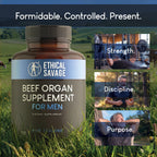 Beef Organ Supplement for Men | Grass-Fed Testicle, Blood, Liver, Heart & Bone Marrow | Primal Energy, Stamina & Daily Performance | 90-Day Supply