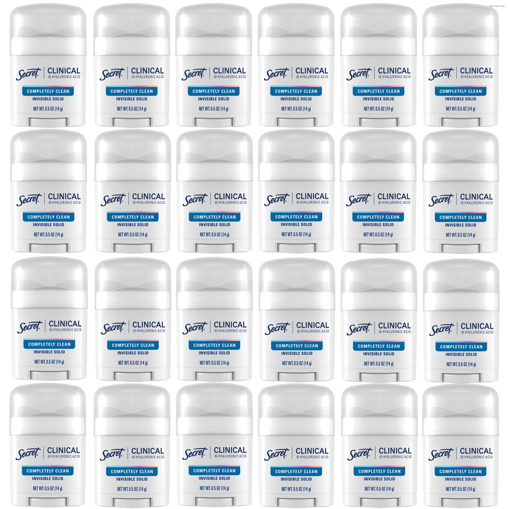 Secret Clinical Strength 100HR Sweat & Odor, Invisible Solid Antiperspirant & Deodorant for Women, 3X Stress Protection with Hyaluronic Acid, PH Balanced, Completely Clean Scent, 0.5 oz