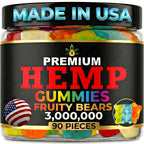 Hemp Gummies for Sleep - Nighttime Support for Relax and Calm-Omega Hemp Oil Infused Gummy Bears, Peace and Focus-Natural Fruity Flavors Edibles-Made in USA-90 Bears