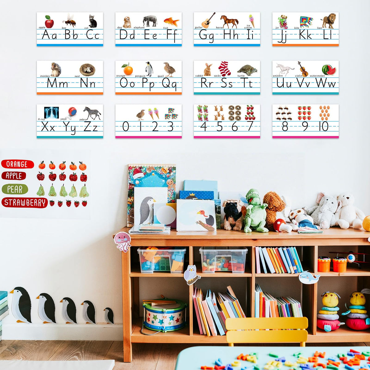 12 Pcs Alphabet Bulletin Board Set, ABC Number Line for Classroom Wall