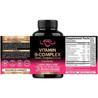 Vitamin B Complex for Men & Women - Full B-Complex & Vitamin B12 - 60 Caps | B1, B2, B3, B5, B6, B7, B9, B12 with Vitamin C, Magnesium, Choline, Inositol - Energy, Brain & Mood Support Supplement
