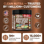 Clean Nutra Wormwood Black Walnut Pumpkin Seed Clove Oil Celery Garlic Grape Papaya Neem Diatomaceous Earth Womens Probiotic Gut Health Cleanse Detox Oregano Olive Turmeric Supplement Vegan Capsules