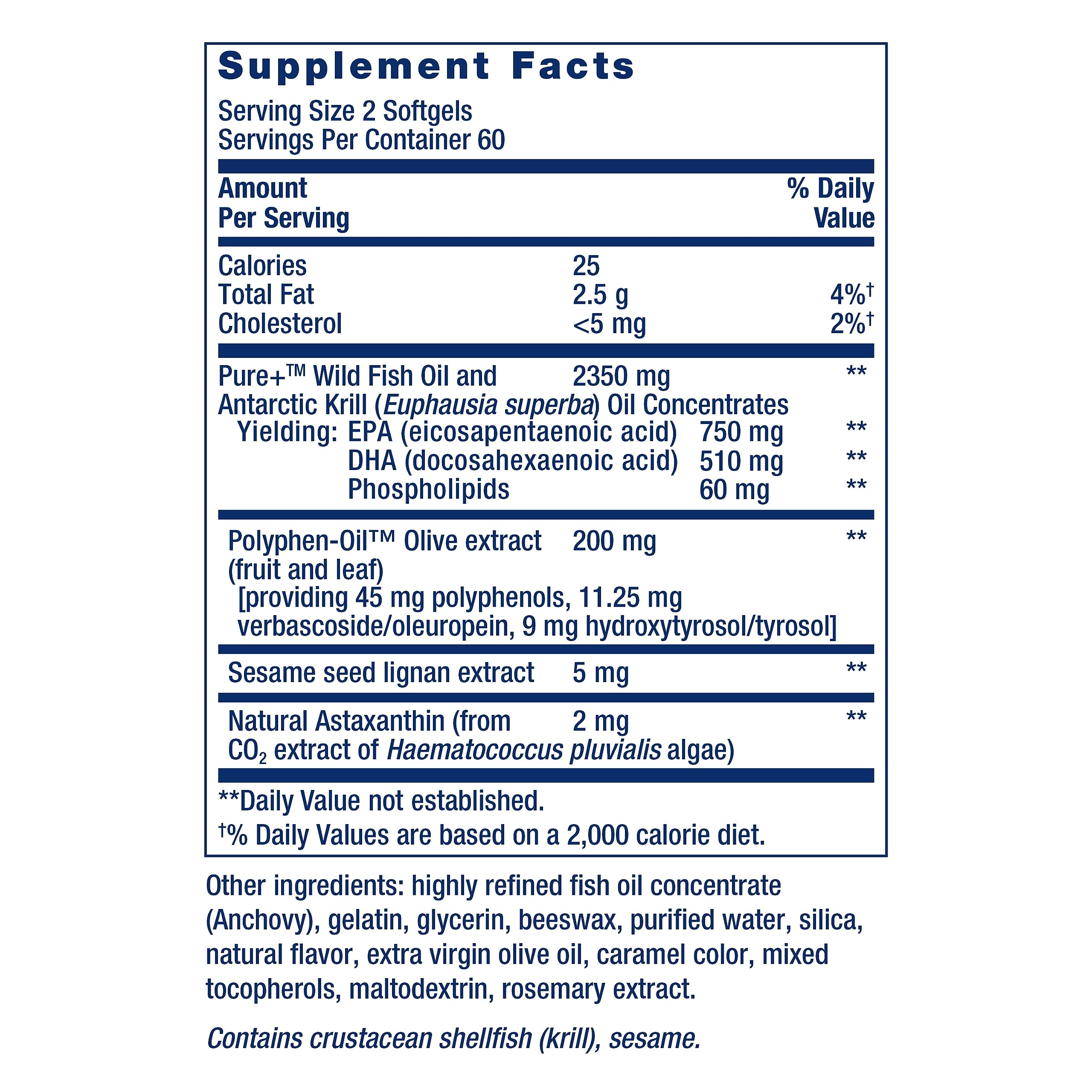 Life Extension Super Omega-3 Plus EPA/DHA Fish Oil, Sesame Lignans, Olive Extract, Krill & Astaxanthin - Heart, Brain & Joint Health Support - Gluten-Free, Non-GMO - 120 Softgels