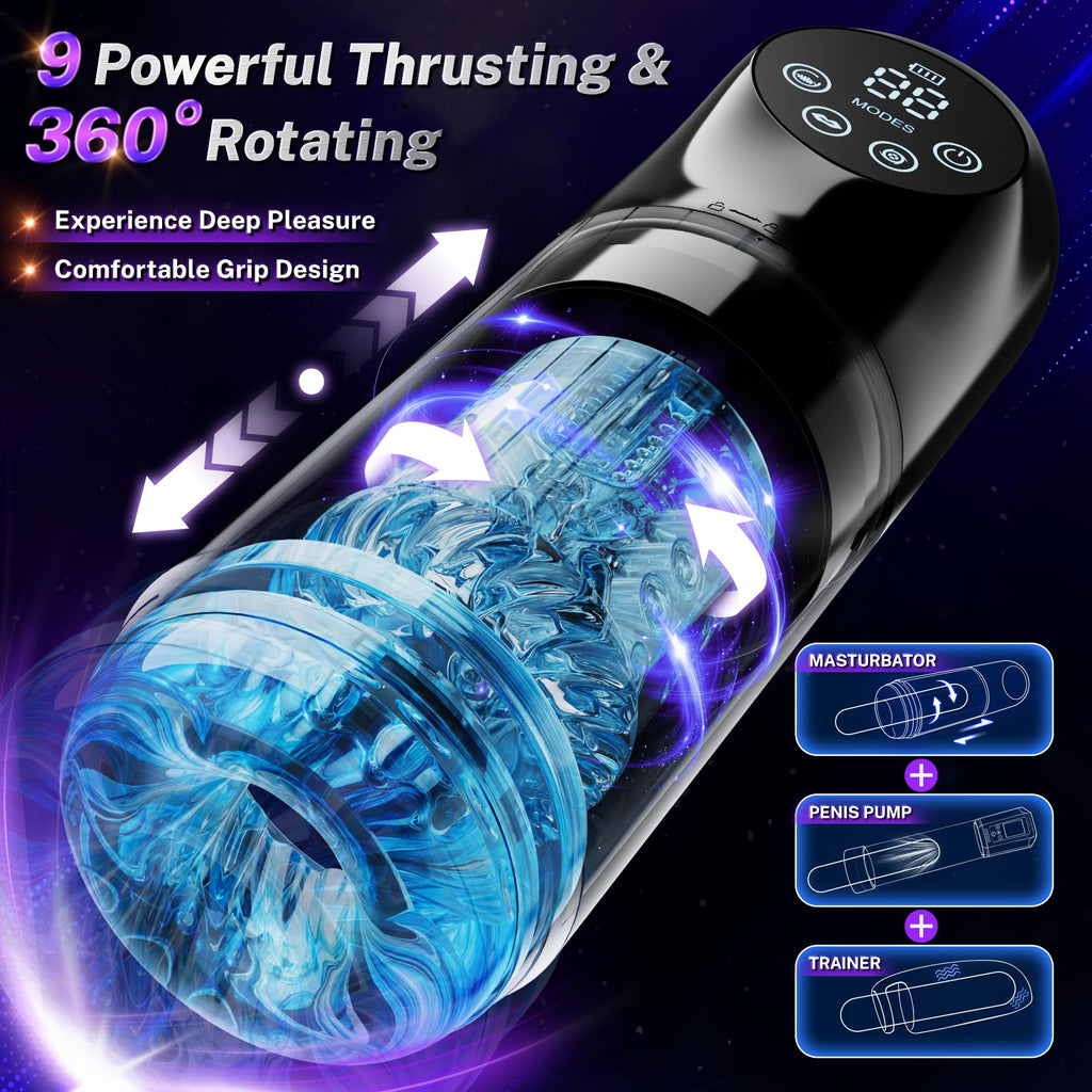 Male Masturbator Sex Toys for Men - AI Sync Male Sex Toy 9S Penis Pump & 9 Thrusting Rotating & 9 Vibrating Sucking Licking Modes Pocket Pussy Stroker Mens Sex Toy with LCD APP for Adult Toys & Games