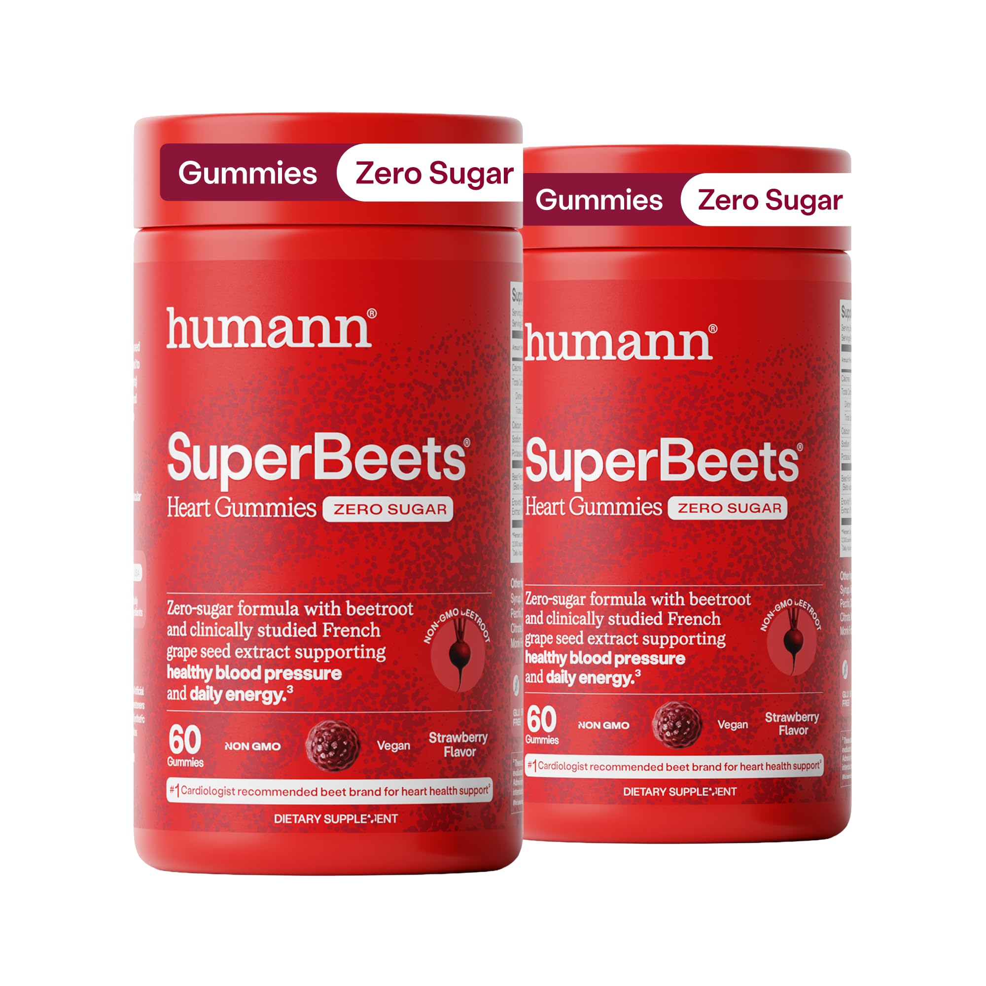 HumanN SuperBeets Heart Gummies Zero Sugar, Pomegranate Berry Flavor, 120 Ct