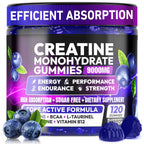 Creatine Monohydrate Gummies 5000MG, Creatine Gummy for Men & Women 120Ct | Pre-Workout for Adults, Creatine Gummy with L-Taurine, BCAA 2:1, B12/6 for Muscle Support, Enhance Strength, Energy Boost
