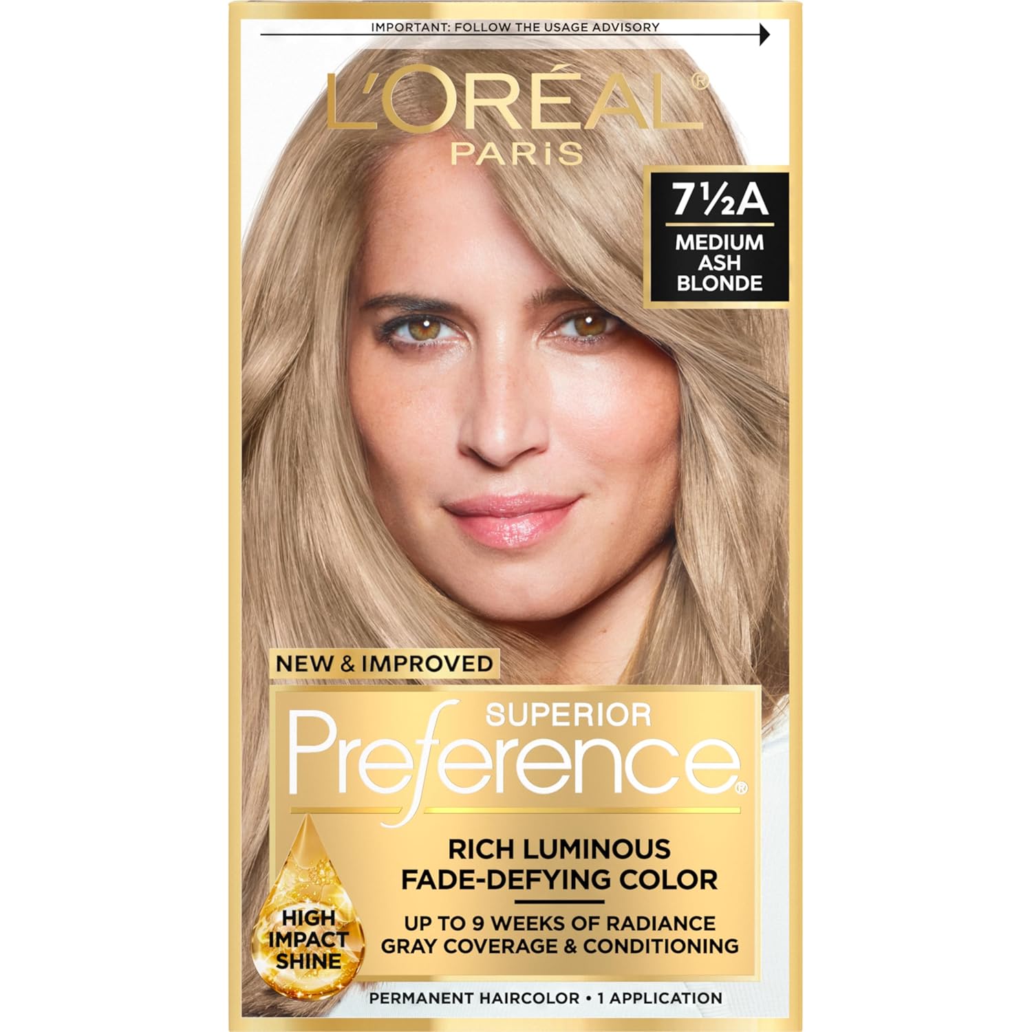 Buy now L'Oreal Paris Superior Preference Luminous Fade-Defying Permanent Hair Color, Hair Dye For Up to 9 Weeks of Radiance, Light Ash Blonde 9A, 1 Hair Dye Kit 7.5A Medium Ash Blonde 1 Count (Pack of 1) at indiglob india