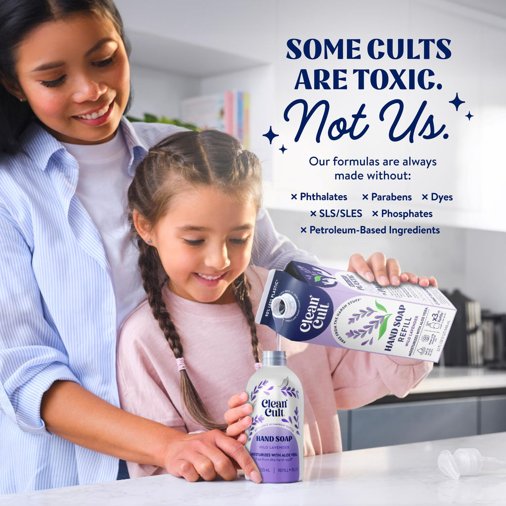 Buy now Cleancult Liquid Hand Soap Refills - Moisturizes Dry & Sensitive Skin - Made with Aloe Vera & Lavender Essential Oils - Wild Lavender - Eco Friendly - Paper-Based Packaging - 32 oz/2 Pack at indiglob india