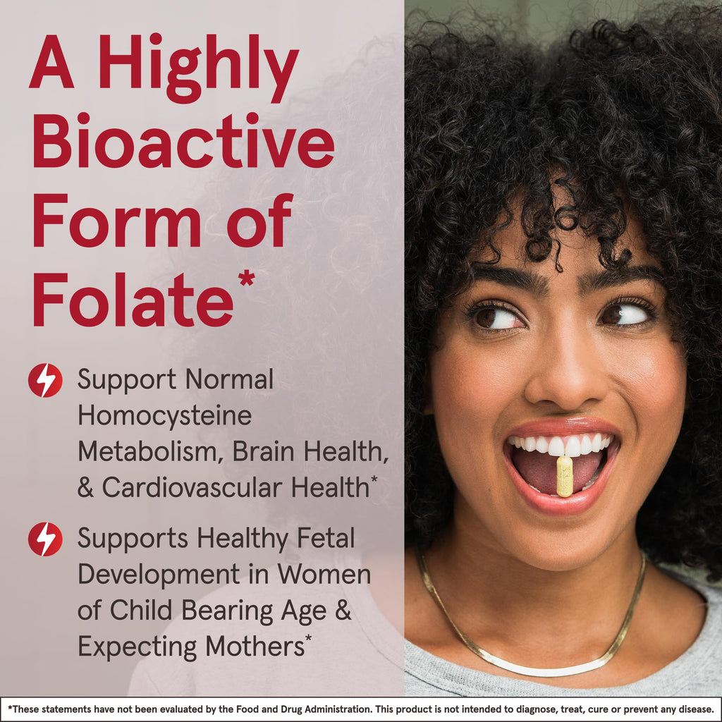 Jarrow Extra Strength Methyl Folate, Folate 400 mcg, 60 Capsules | Dietary Supplement for Cardiovascular and Neurologic Health Support, 60 Day Supply