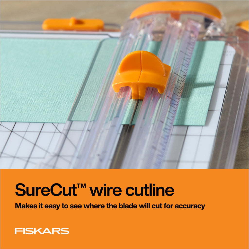 Fiskars SureCut Deluxe Paper Cutter, Precise Trimmer Tool, 12" Cut Length