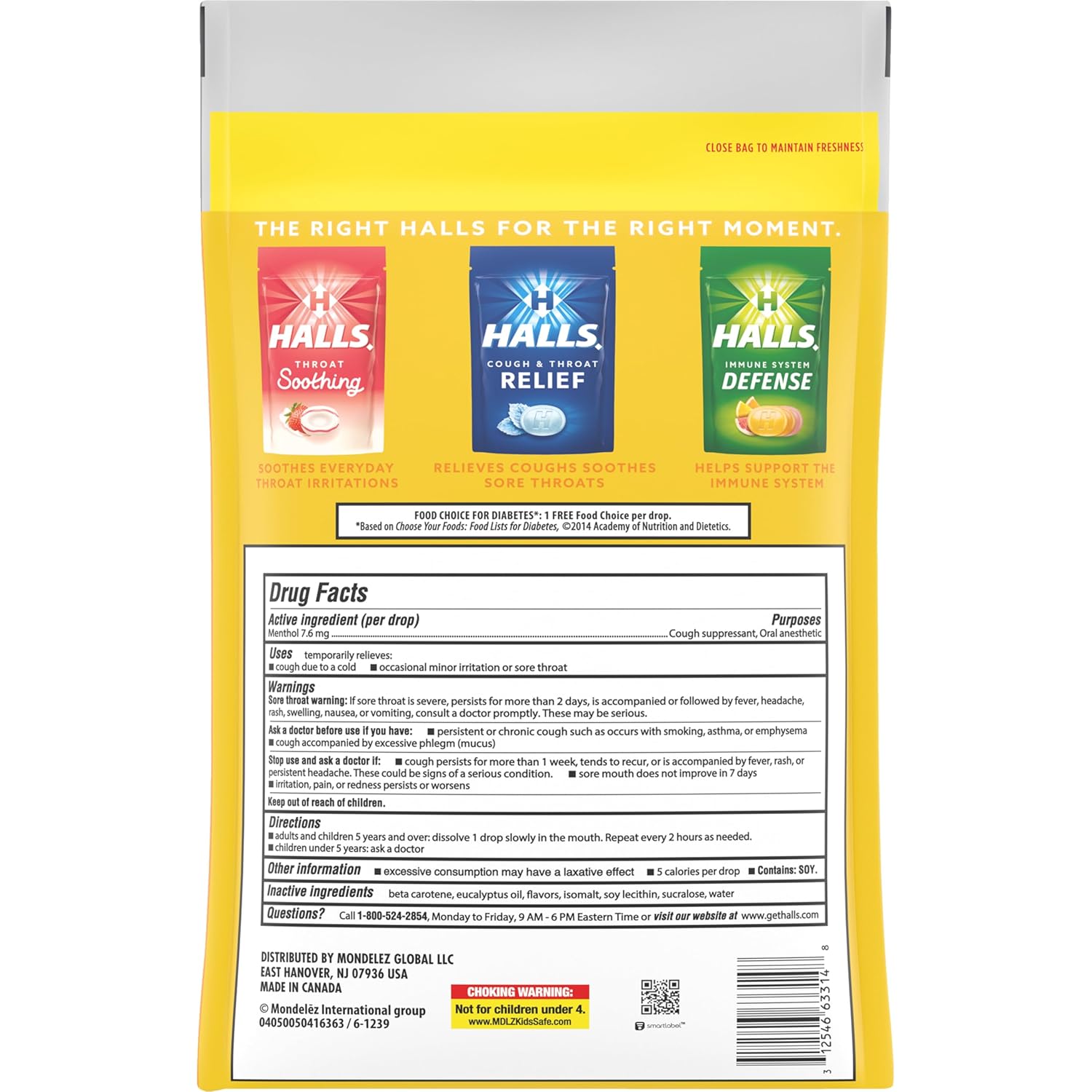 Buy now HALLS Relief Honey Lemon Sugar Free Cough Drops, Value Pack, 180 Drops at indiglob india