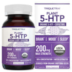 Organic 5-HTP - 200 mg | 99% 5HTP Concentration, Plus Cofactor Vitamin B6 & Lion’s Mane | Water Extracted from Organic Griffonia Seeds | Supports Mood, Cognition & Sleep (60 Capsules | 30 Servings)
