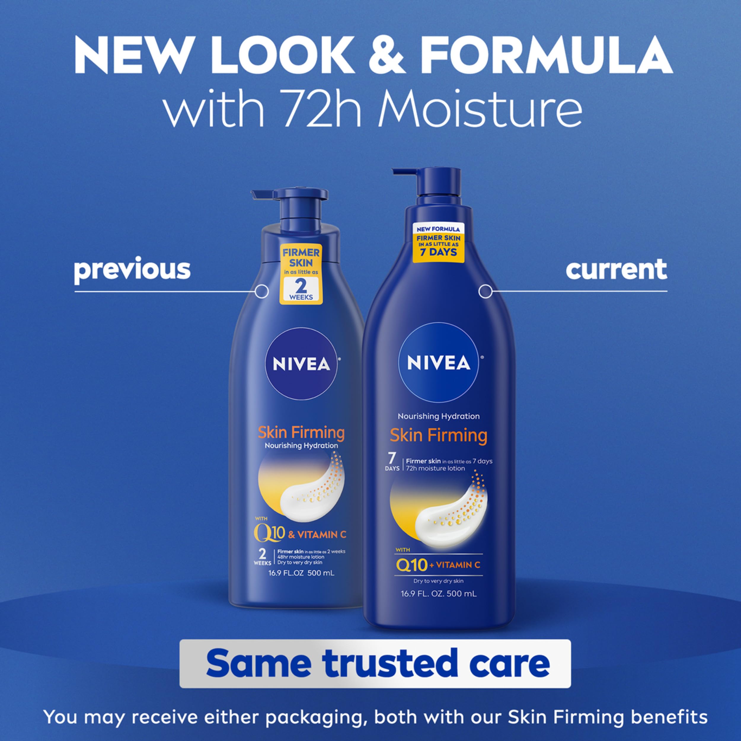 NIVEA Nourishing Hydration Skin Firming Body Lotion, 16.9 FL OZ | Q10 and Vitamin C Enriched Skin Firming Body Lotion for Dry Skin to Very Dry Skin, 72-Hour Body Moisturizer, Paraben Free