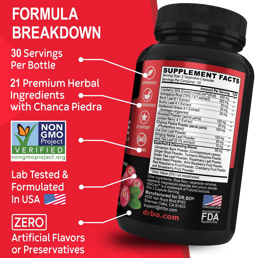 Kidney Cleanse Detox Support Supplement - Natural Cranberry, Juniper Berries, Buchu & Uva Ursi Extract to Support Kidneys, Bladder & Urinary Tract Health Supplements - Herbal Renal Blend Formula Pills