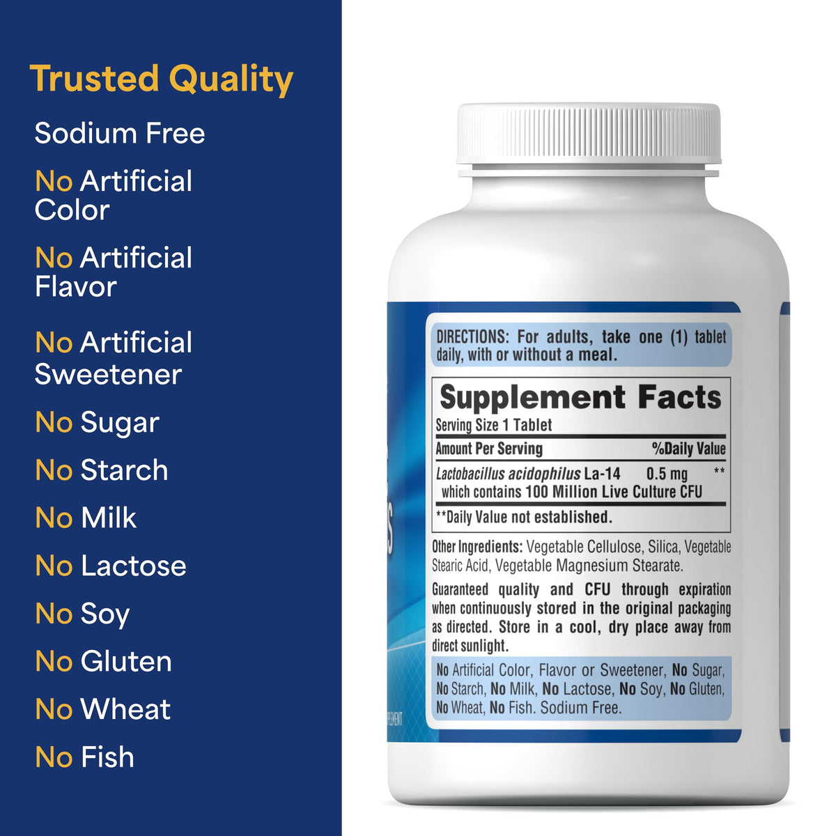 Puritan's Pride Daily Probiotic Acidophilus, 8 Month Supply, 250 Tablets