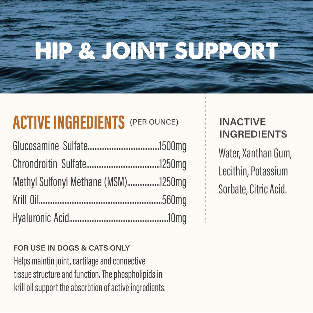 Grizzly Pet Products Joint Aid Liquid Hip and Joint Health Supplement Product for Dogs and Cats, 32 Ounce