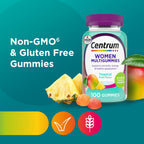 Centrum MultiGummies for Women 18 and Over, 100 Count | Contains Vitamin D3, B Vitamins and Antioxidant Vitamins C and E, Gluten Free, Non-GMO Ingredients, GLP-1 Support
