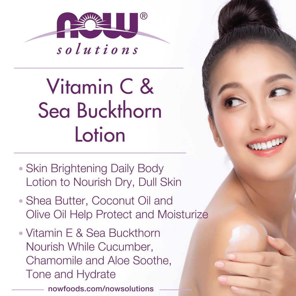 Buy now NOW Foods Solutions, Vitamin C and Sea Buckthorn Lotion, Hydrates, Repairs and Nourishes Dry Dull Skin, 8-Ounce at indiglob india