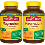 Nature Made Magnesium L-Threonate with Vitamin C & Vitamin D3, 90 Capsules | Provides 130 mg of Mag from 1800 mg Magnesium L Threonate, Cognitive Support Magnesium Supplement, 30 Day Supply