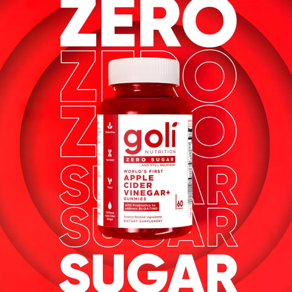 Goli Zero Sugar Apple Cider Vinegar Gummies, 60 Count Each (3 Pack, 180 Total) – ACV with Vitamin B12 & Probiotics, No Sugar Alcohols, Vegan, Keto & Gluten Free