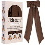 Kitsch Set & Flow Active Heatless Curling Headband For Women - Brown, 1pc | Soft, Breathable Cotton Head Bands For Women's Hair – Stretchy Fit, Achieves Curls Overnight – Gym-To-Glam In Minutes
