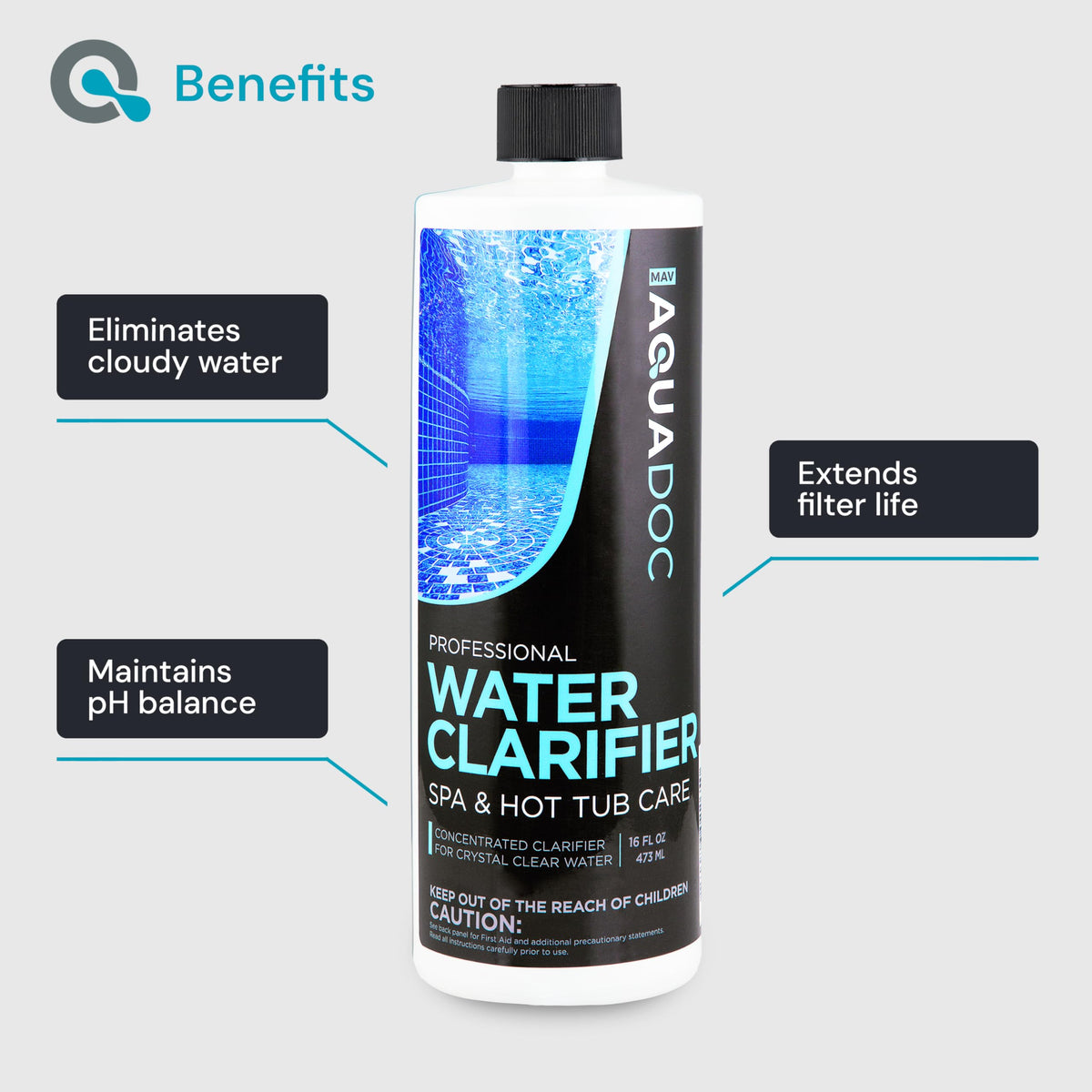 AquaDoc Hot Tub Clarifier - Spa Clarifier for Cloudy Water Treatment 16oz