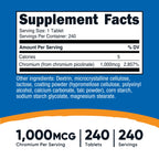 Nutricost Chromium 1000mcg, 240 Tablets - Gluten Free, Non-GMO (Pack of 2)
