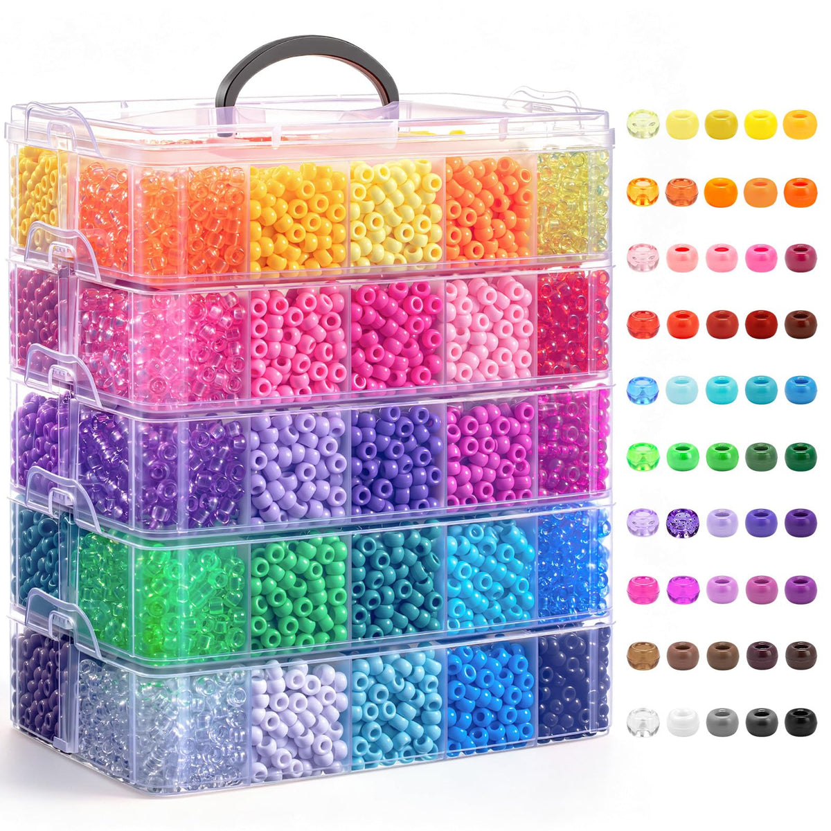 Simetufy 14000Pcs Pony Beads Bulk 50 Colors for Craft Kandi Bracelet Making