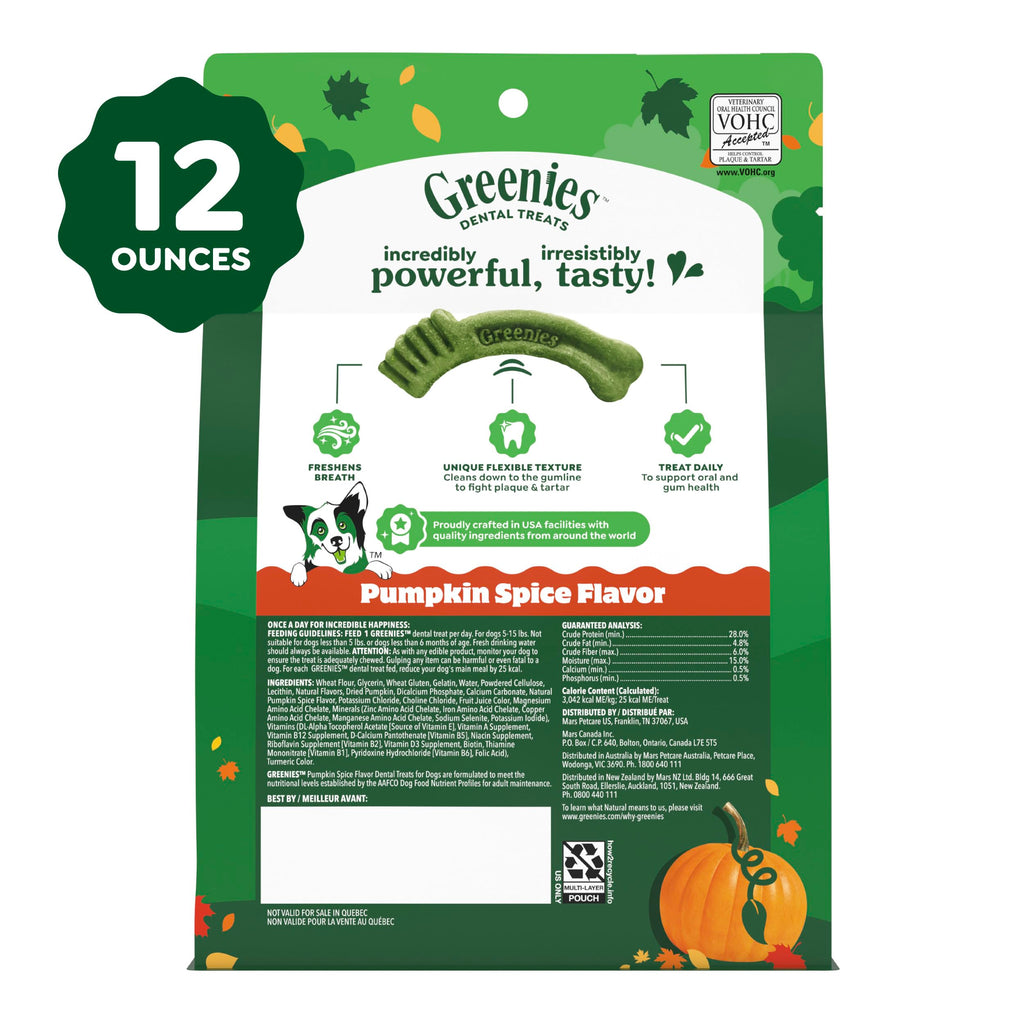Greenies Teenie Natural Dental Dog Treats, Pumpkin Spice Flavor, 43 Count