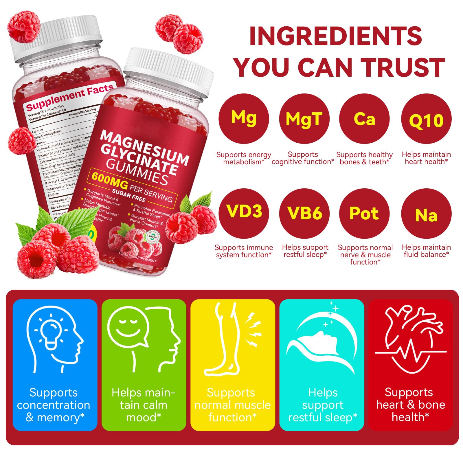 120 Count Magnesium Glycinate Gummies 600mg for Adults, Sugar Free | Supports Relaxation, Magnesium Glycinate Chewable, Non-GMO