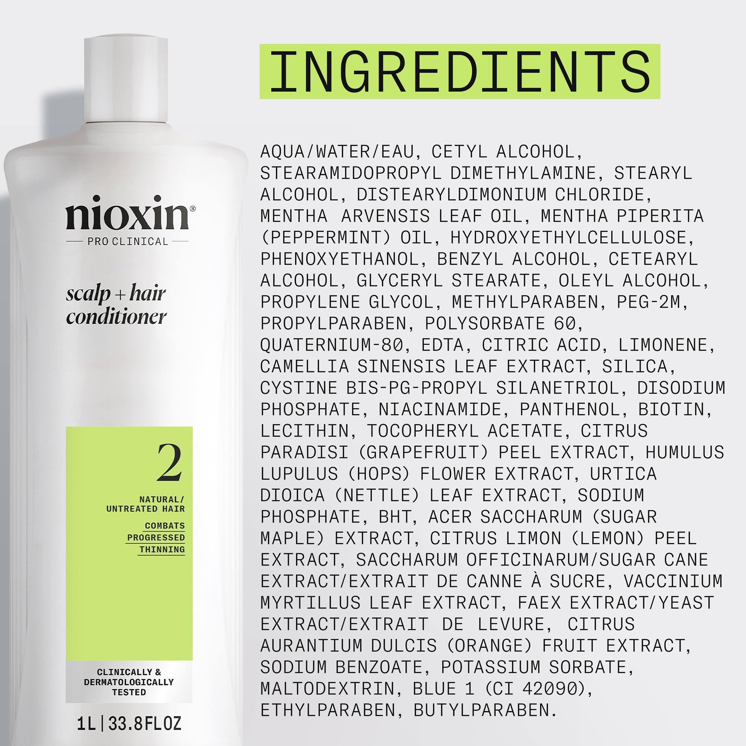 NIOXIN System 2 Scalp Care | Conditioner | Hair Thickening For Natural Hair | Scalp Health | For Natural Hair with Progressed Thinning | Boost Hair Density with Niacinamide & Biotin | Refreshed Scalp