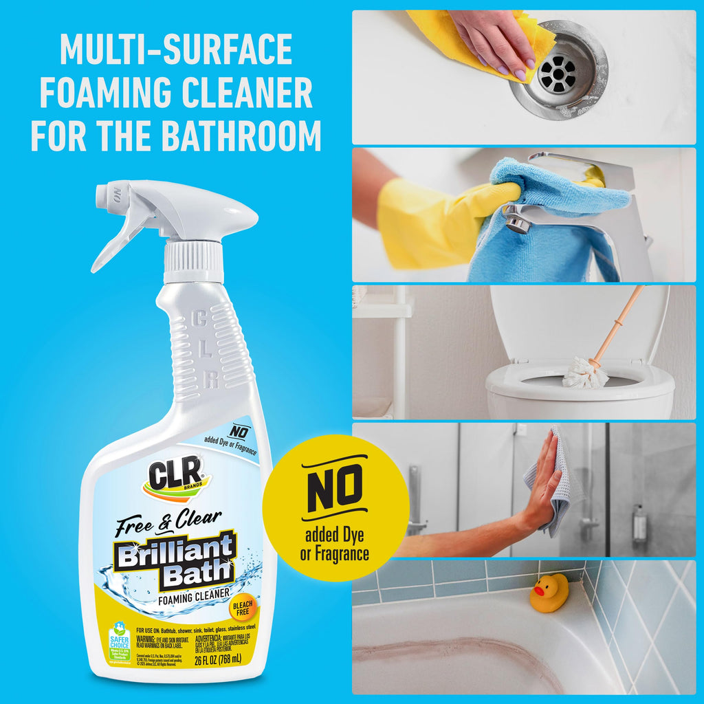 CLR Brands Brilliant Bath Bathroom Cleaner Spray Free & Clear, 26 oz.