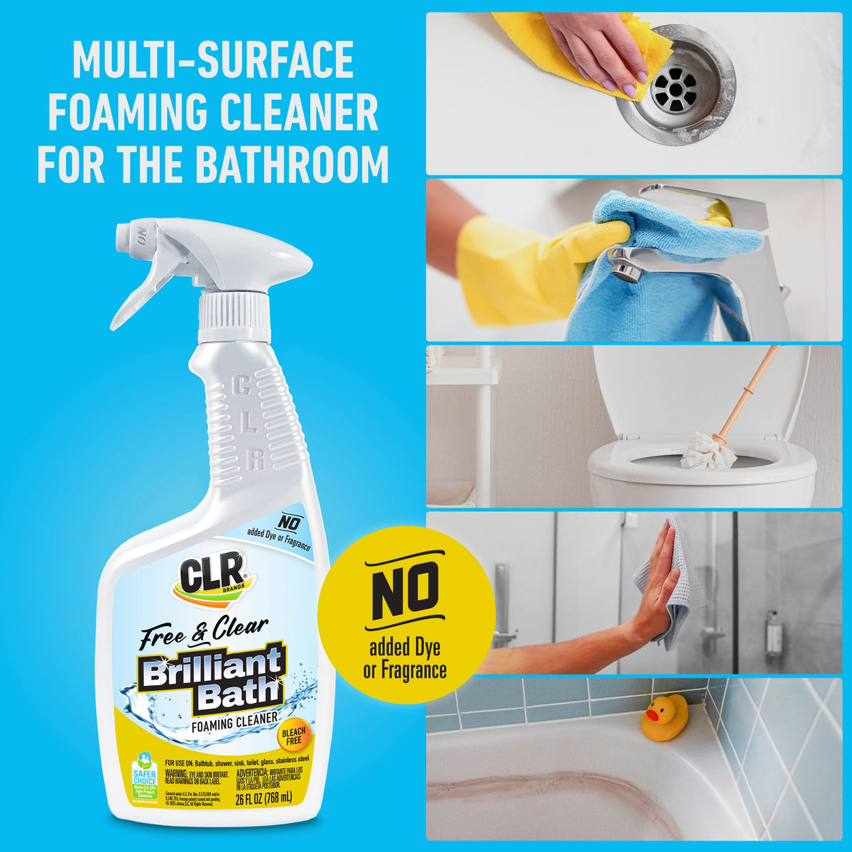 CLR Brands Brilliant Bath Bathroom Cleaner Spray Free & Clear, 26 oz.
